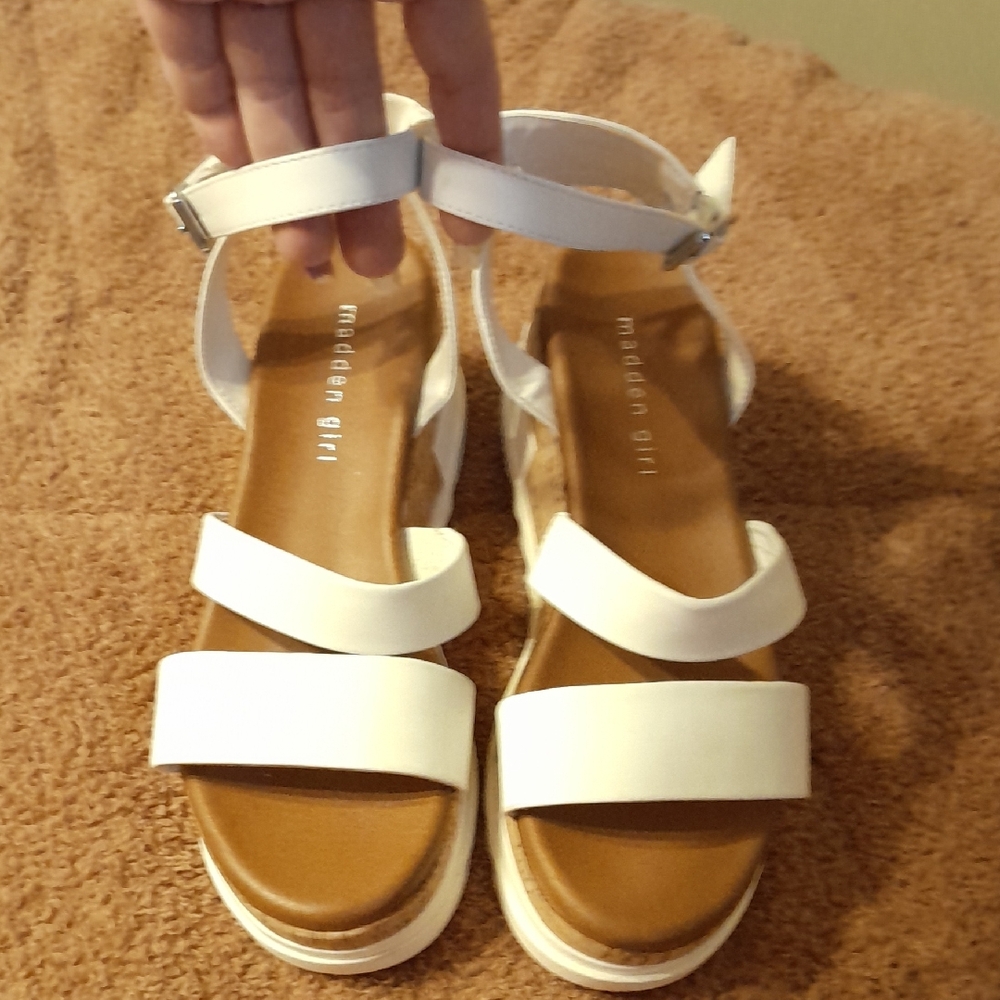 Madden Girl Ellinore White Strap Sandals Size 8